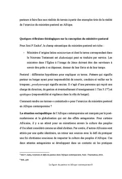 La figure du pasteur en Afrique contemporaine