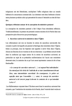 La figure du pasteur en Afrique contemporaine