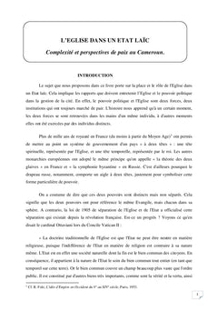 L'Eglise dans un état laïc