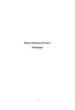 Raisons chretiennes de croire