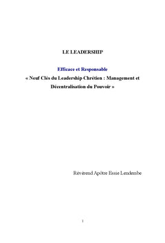 Le Leadership efficace et responsable
