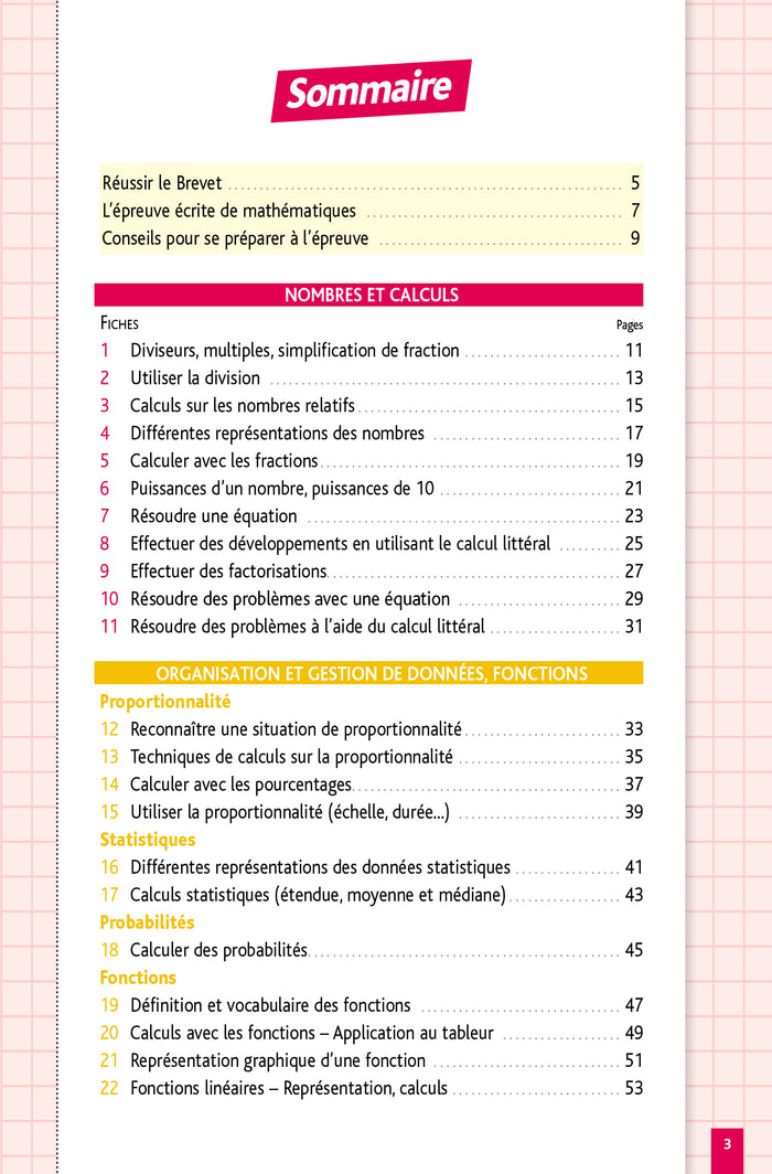 Objectif Brevet - Fiches Maths 3e