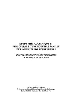 Etude Structurale et Photoluminescence des Phosphites de Terres Rares