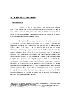 De la Souverainete Permanente de la RDC sur ses resources naturelles