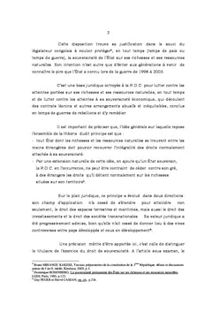 De la Souverainete Permanente de la RDC sur ses resources naturelles