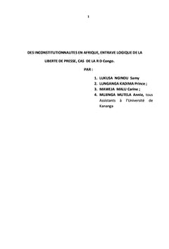 Des Inconstitutionnalités en Afrique