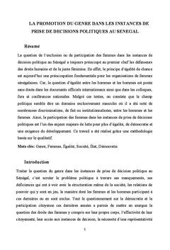 Regard sociologique sur quelques faits sociaux au Senegal