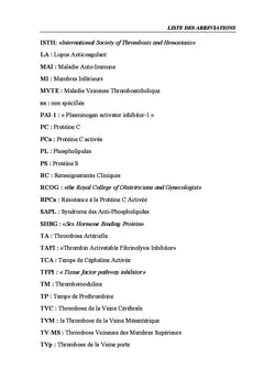Evaluation des demandes du bilan de thrombophilie au Sud Tunisien