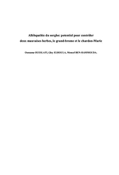 Allélopathie du sorgho: potentiel pour contrôler deux mauvaises herbes