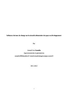 Taux de change et sécurité alimentaire des pays en développement