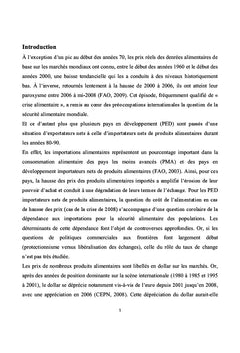Taux de change et sécurité alimentaire des pays en développement