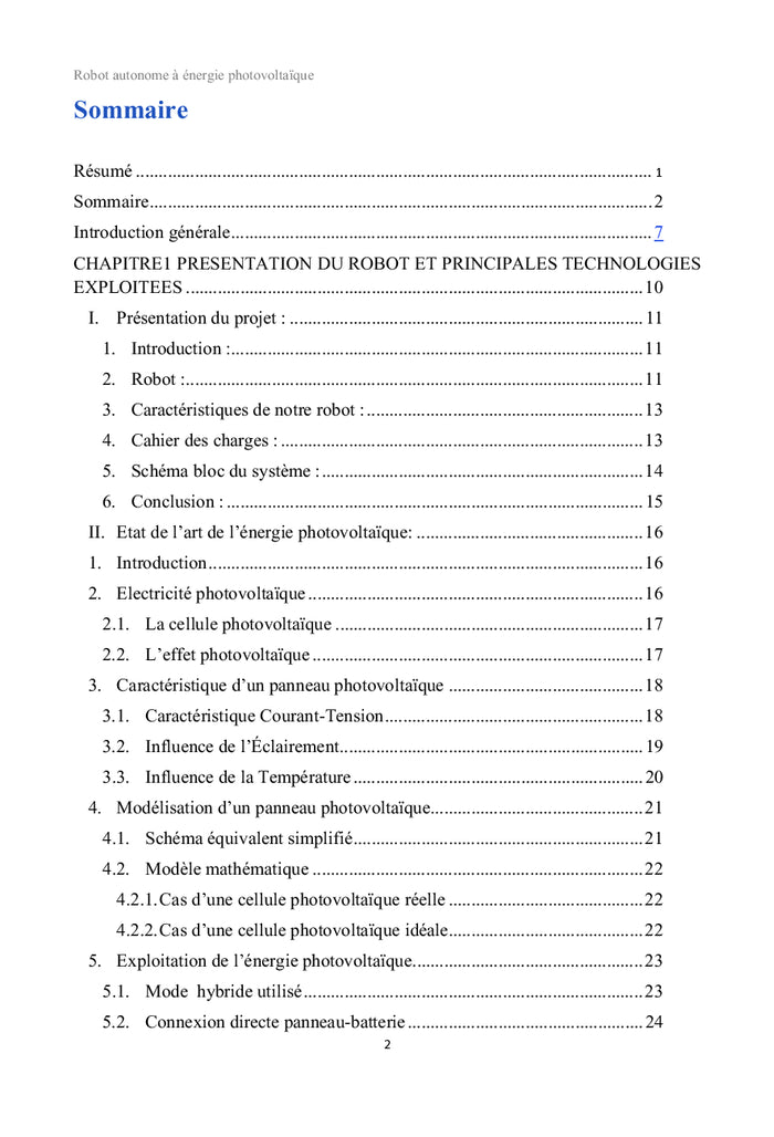 Robot autonome à énergie photovoltaïque