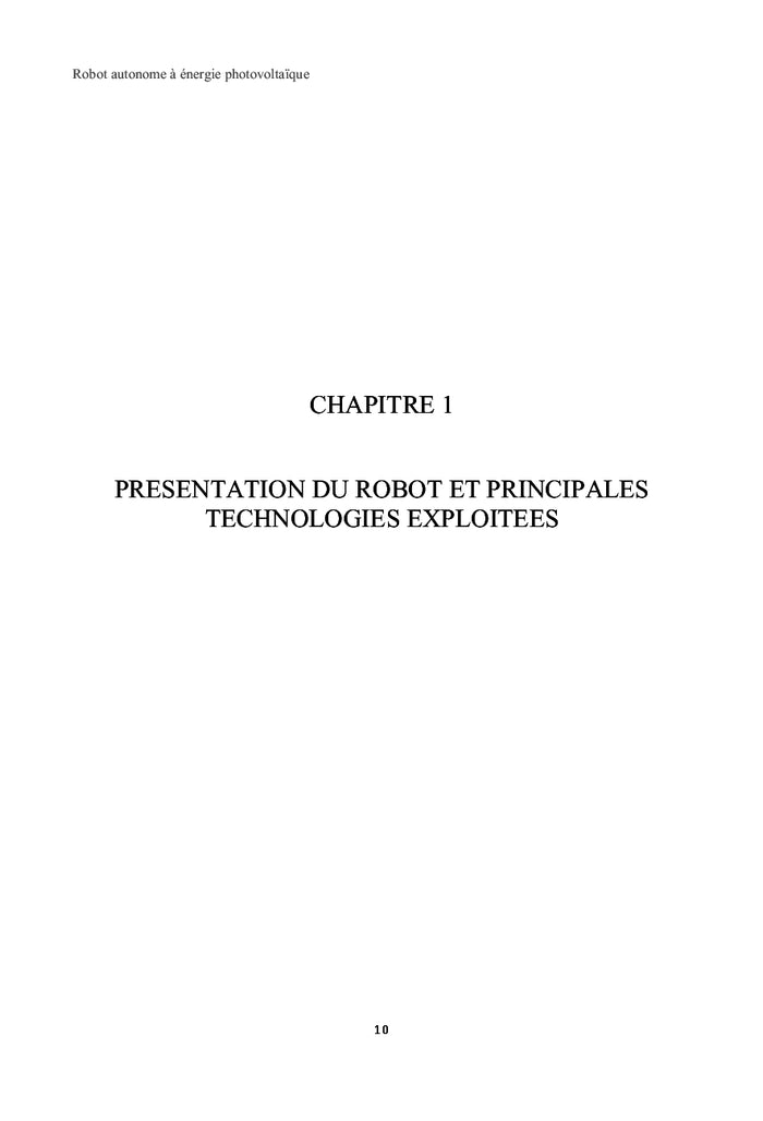 Robot autonome à énergie photovoltaïque