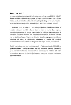 Gestion durable de la réserve de Biosphère de Dimonika
