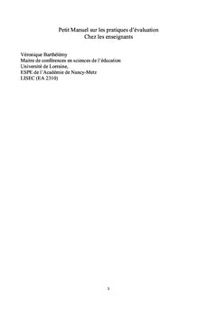 Petit manuel sur les pratiques d'évaluation chez les enseignants