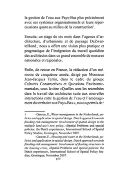 Synergies entre conception urbaine et gestion de l'eau