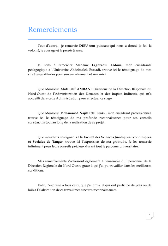 Audit de Catégorisation en Douane - Cas de la Direction Régionale Nord Ouest de l'ADII - Maroc