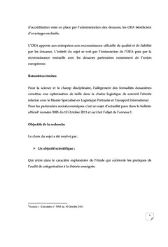 Audit de Catégorisation en Douane - Cas de la Direction Régionale Nord Ouest de l'ADII - Maroc
