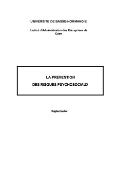 La prevention des risques psychosociaux.