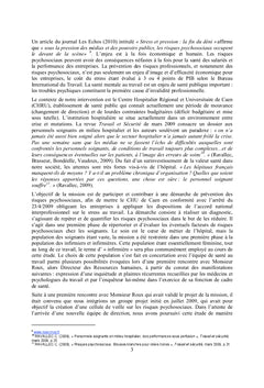 La prevention des risques psychosociaux.