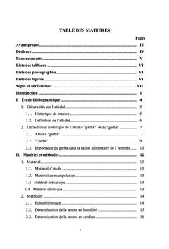 Valeur nutritive du "Garba"