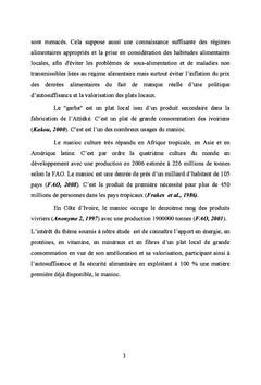 Valeur nutritive du "Garba"