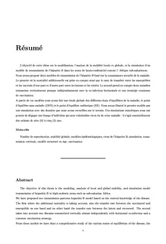 Modelisation et Simulation Numeriques de l'Hepatite B