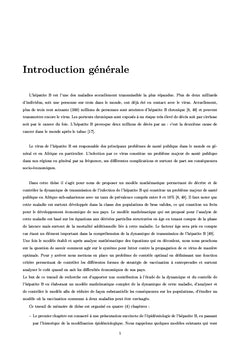 Modelisation et Simulation Numeriques de l'Hepatite B