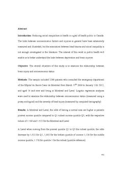 Sévérité du Traumatisme Crânien et Inégalités Sociales