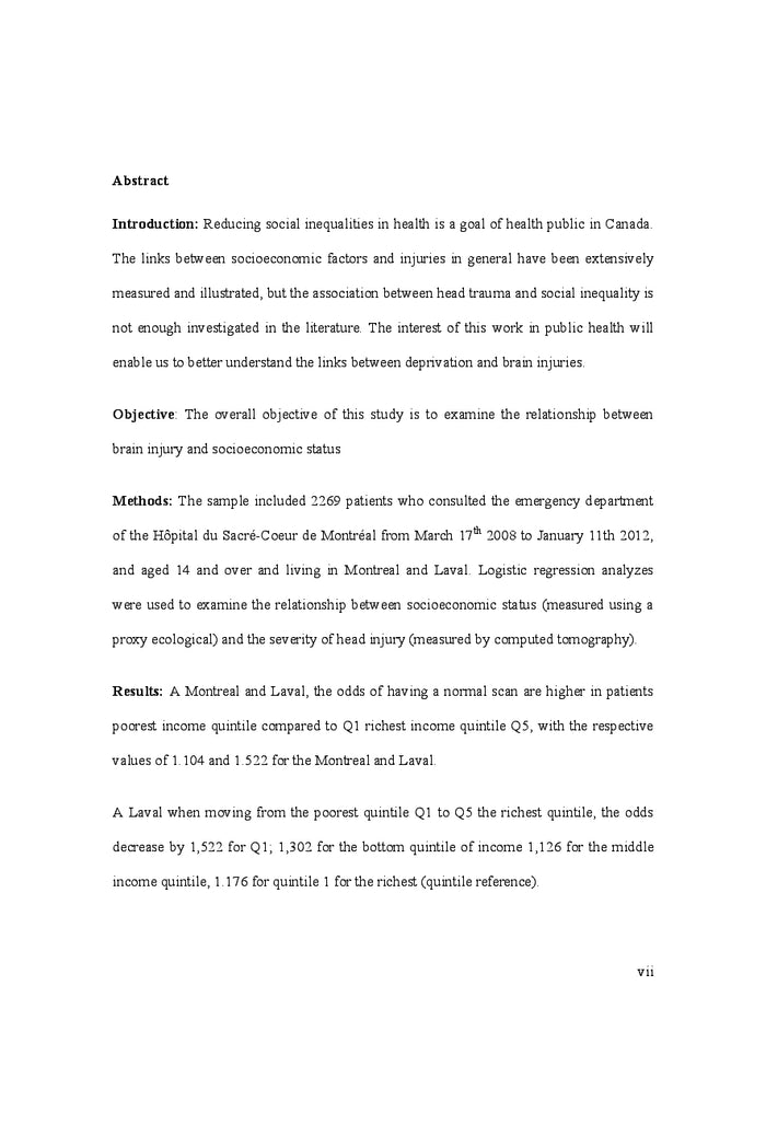 Sévérité du Traumatisme Crânien et Inégalités Sociales