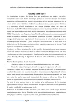 Implication et Participation des Organisations Paysannes au DEL