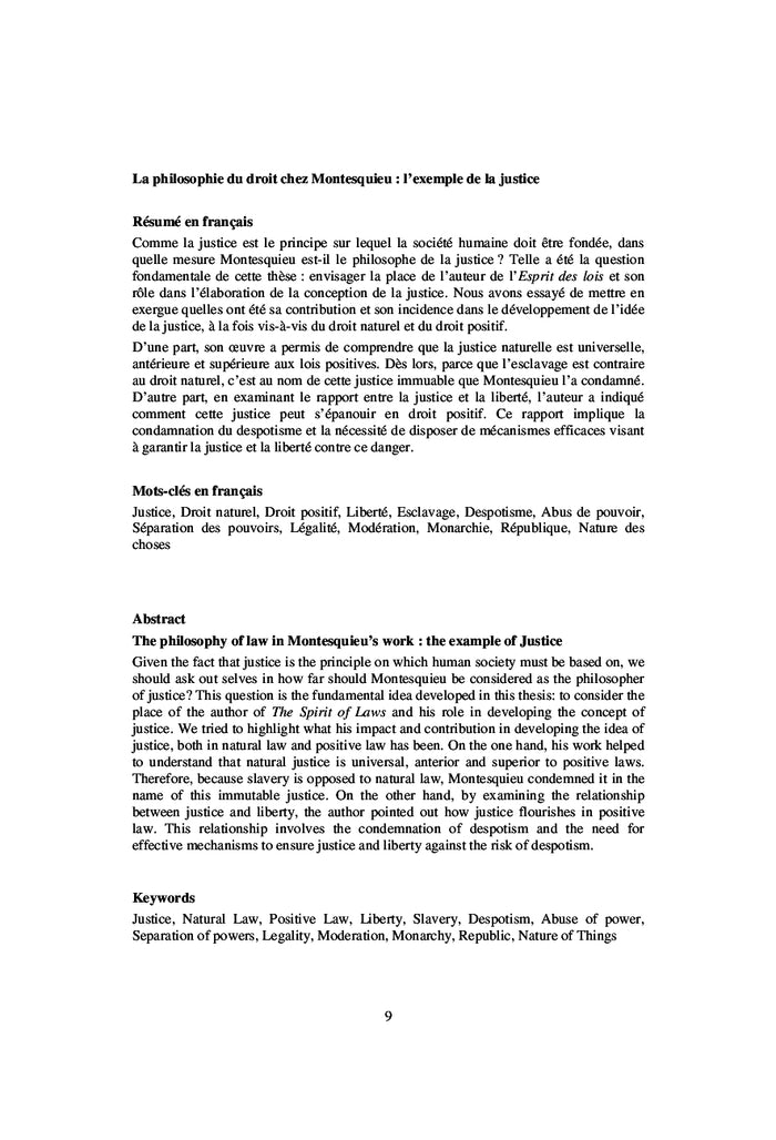 La philosophie du droit chez Montesquieu