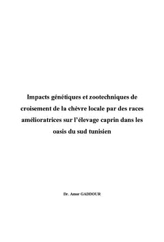 Amelioration de la productivite de la chèvre en Tunisie par croisement