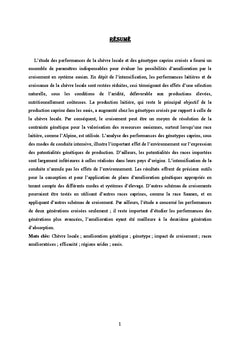 Amelioration de la productivite de la chèvre en Tunisie par croisement