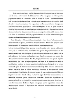 Perceptions paysannes changements environnementaux sous bassin Okpara