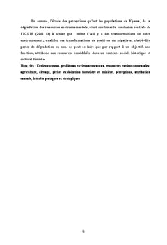 Perceptions paysannes changements environnementaux sous bassin Okpara