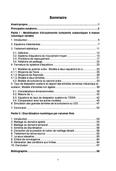 Modélisation d écoulements turbulents subsoniques à densité variable