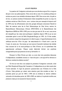 L'intégration nationale en Côte d'Ivoire: 1960 - 2002