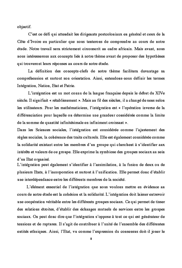 L'intégration nationale en Côte d'Ivoire: 1960 - 2002
