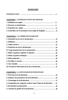 Activation de la Bentonite et Application à la décoloration des huiles