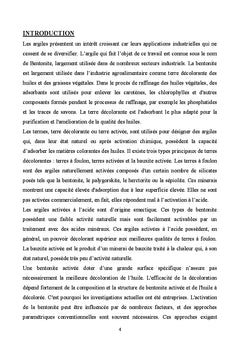 Activation de la Bentonite et Application à la décoloration des huiles