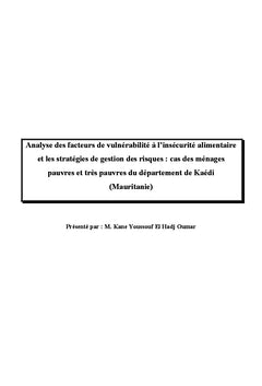 Insecurite alimentaire en Mauritanie
