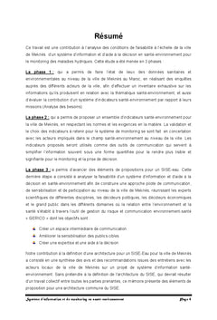 Systeme d'information et de monitoring en sante-environnement