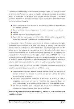 Systeme d'information et de monitoring en sante-environnement