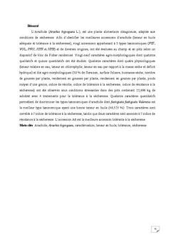 Caractérisation Morphologique d'Arachide sous un Déficit Hydrique