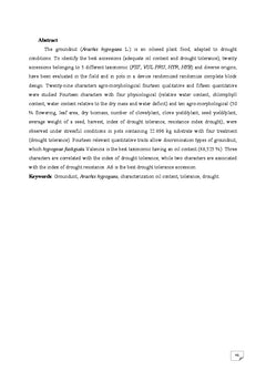 Caractérisation Morphologique d'Arachide sous un Déficit Hydrique