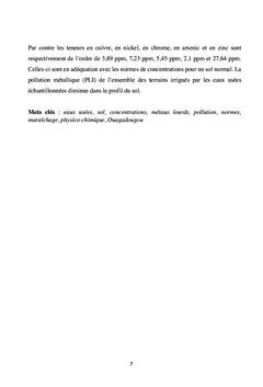 Analyse physico-chimique des sols irrigués par les eaux industrielles