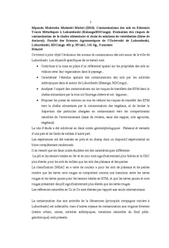 Metaux lourds dans les sols du Katanga