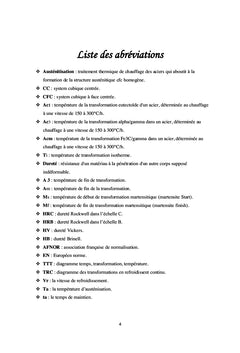 Traitements thermiques des aciers