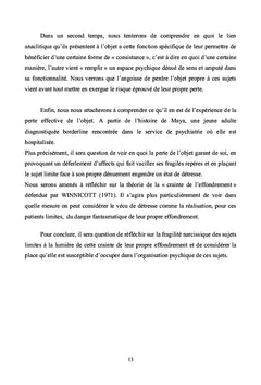 Angoisse et expérience de la perte dans la pathologie état-limite